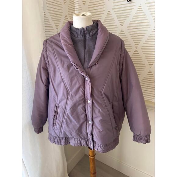 Current Seen Large/XL Vintage Quilted Convertible Puffer Jacket Coat Vest - Picture 3 of 10